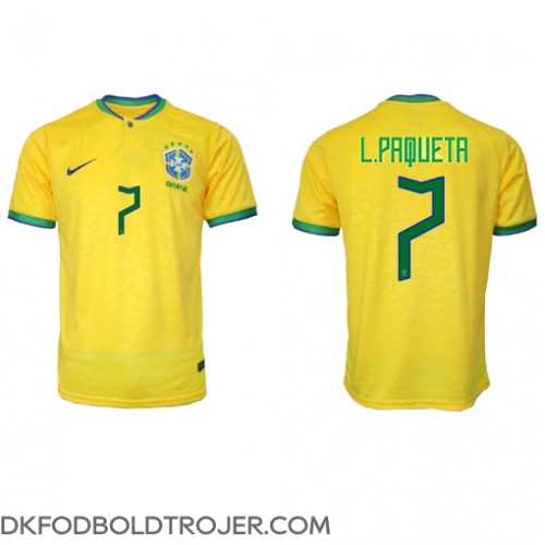 Billige Brasilien Lucas Paqueta #7 Hjemmebane Fodboldtrøjer VM 2022 Kortærmet